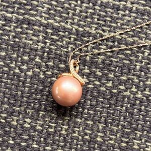Pink 14kt gold south sea pearl necklace